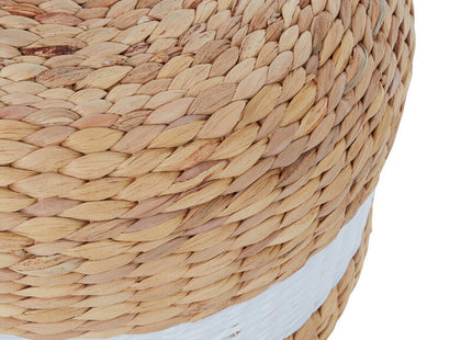Ashby White and Natural Water Hyacinth Pouffe