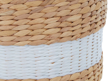 Ashby White and Natural Water Hyacinth Pouffe