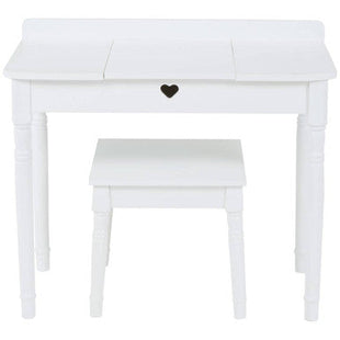 Kids White Finish Dressing Table and Stool Set