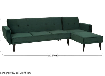 Serene Green Velvet 3 Seater Sofa Bed