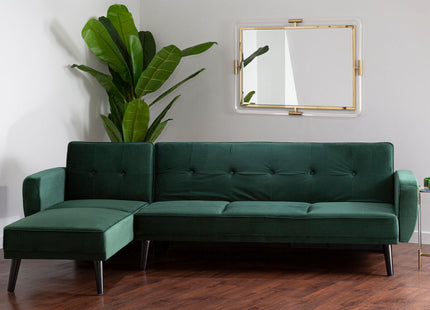 Serene Green Velvet 3 Seater Sofa Bed