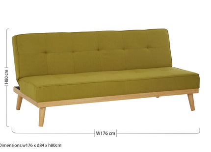 Stockholm Green Linen 3 Seater Sofa Bed