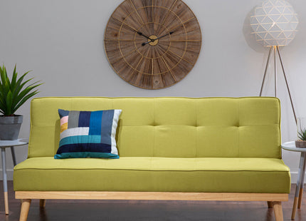 Stockholm Green Linen 3 Seater Sofa Bed