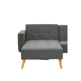 Hansa Hagen Grey Linen Corner Sofa Bed