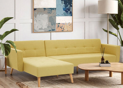 Hansa Hagen Olive Linen Corner Sofa Bed