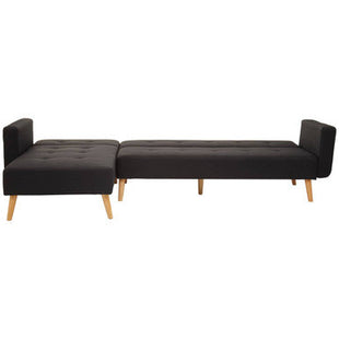 Hansa Hagen Black Linen Corner Sofa Bed