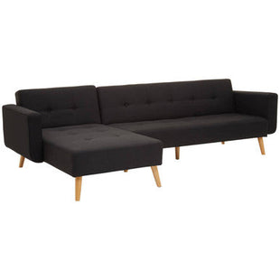Hansa Hagen Black Linen Corner Sofa Bed