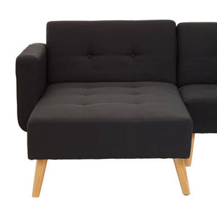 Hansa Hagen Black Linen Corner Sofa Bed