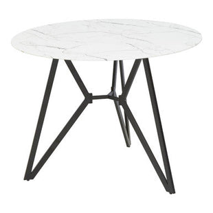 Weston White Marble Effect Round Dining Table and 6 Chairs Set