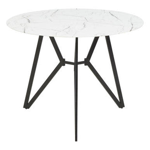 Weston White Marble Effect Round Dining Table and 6 Chairs Set
