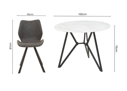 Weston White Marble Effect Round Dining Table and 6 Chairs Set