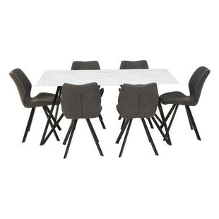 Weston White Marble Effect Rectangular Dining Table and 6 Chairs Set
