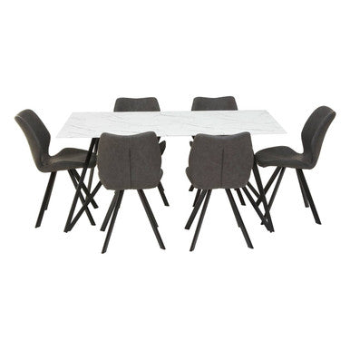 Weston White Marble Effect Rectangular Dining Table and 6 Chairs Set