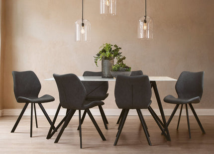 Weston White Marble Effect Rectangular Dining Table and 6 Chairs Set