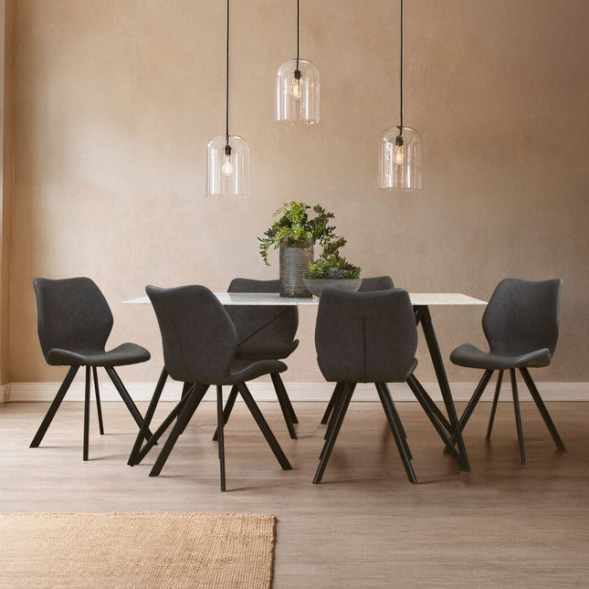 Weston White Marble Effect Rectangular Dining Table and 6 Chairs Set