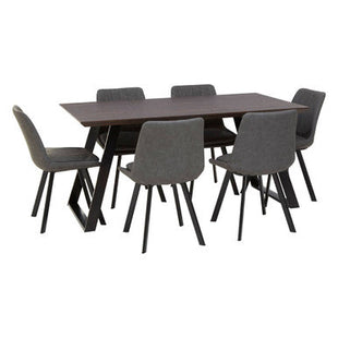 Westford Wooden Effect Dining Table with 6 Grey Dining Chairs Set