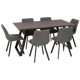 Westford Wooden Effect Dining Table with 6 Grey Dining Chairs Set