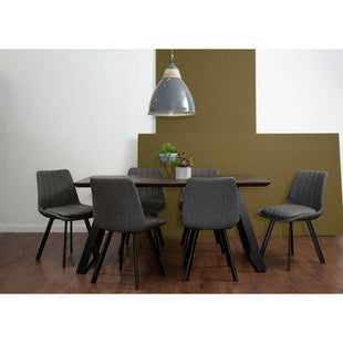 Westford Wooden Effect Dining Table with 6 Grey Dining Chairs Set