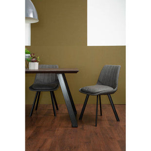 Westford Wooden Effect Dining Table with 6 Grey Dining Chairs Set