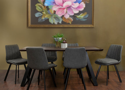 Westford Wooden Effect Dining Table with 6 Grey Dining Chairs Set