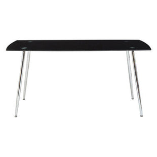 Wimslow Black Glass Dining Table and 6 Black Velvet Dining Chairs Set