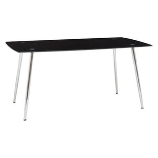 Wimslow Black Glass Dining Table and 6 Black Velvet Dining Chairs Set