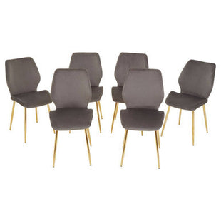 Wimslow Smoked Glass Dining Table and 6 Grey Velvet Dining Chairs Set