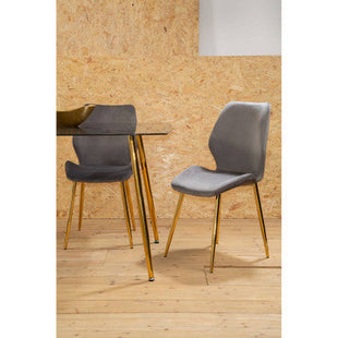 Wimslow Smoked Glass Dining Table and 6 Grey Velvet Dining Chairs Set