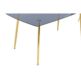 Wimslow Smoked Glass Dining Table and 6 Grey Velvet Dining Chairs Set