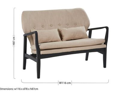 Stockholm Beige Fabric 2 Seater Sofa