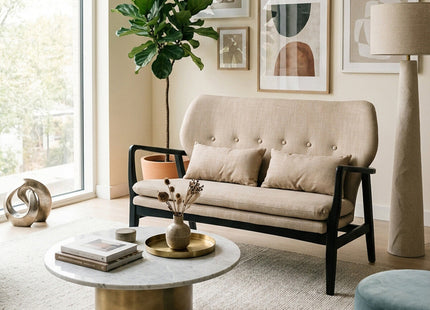 Stockholm Beige Fabric 2 Seater Sofa