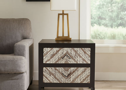 Lombok Rustic Chevron Design 2 Drawer Bedside Table