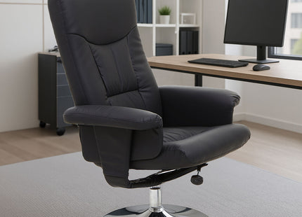 Denton Black Leather Effect Recliner Chair