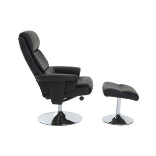 Denton Black Leather Effect Recliner Chair with Footstool