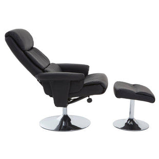 Denton Black Leather Effect Recliner Chair with Footstool