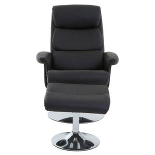 Denton Black Leather Effect Recliner Chair with Footstool