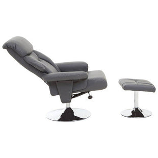 Denton Grey Leather Effect Recliner Chair with Footstool