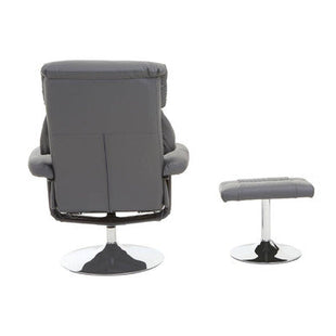 Denton Grey Leather Effect Recliner Chair with Footstool