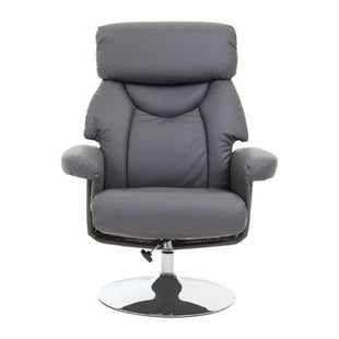 Denton Grey Leather Effect Recliner Chair with Footstool
