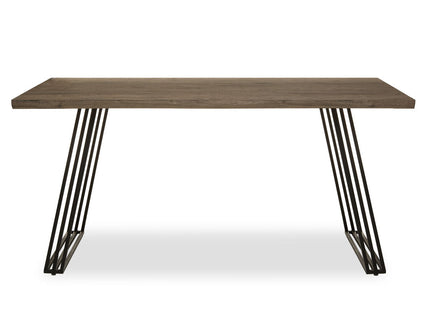 Adele Brown Veneer Rectangular Dining Table with Black Metal Base