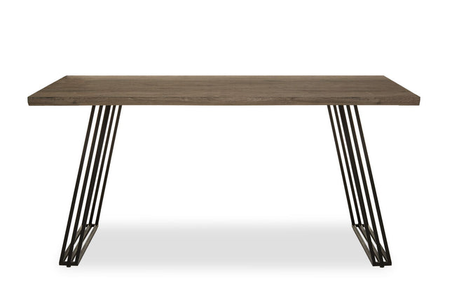 Adele Brown Veneer Rectangular Dining Table with Black Metal Base