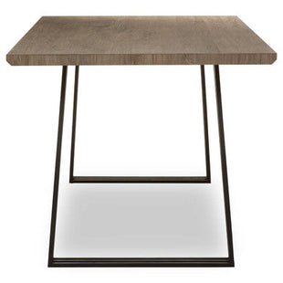 Adele Brown Veneer Rectangular Dining Table with Black Metal Base
