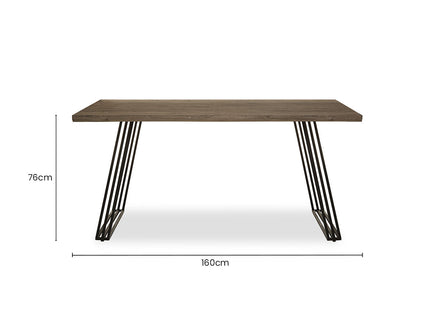 Adele Brown Veneer Rectangular Dining Table with Black Metal Base