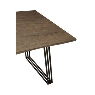 Adele Brown Veneer Rectangular Dining Table with Black Metal Base