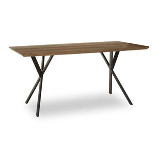 Arron Brown Wood Veneer Finish Rectangular Dining Table