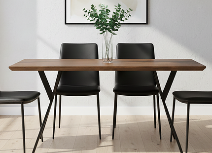 Arron Brown Wood Veneer Finish Rectangular Dining Table