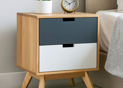 Watson Multi Coloured Wooden 2 Drawer Bedside Table