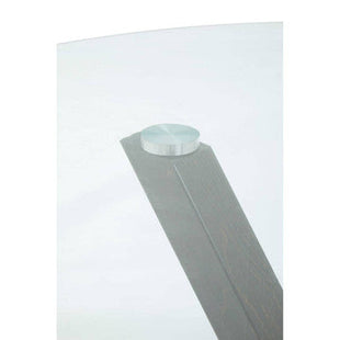 Salford Clear Glass Round Dining Table with Black Wood Effect Base