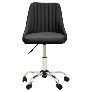 Brent Black Ribbed Fabric Home Office Chair with Chrome Finish Base