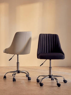 Brent Black Ribbed Fabric Home Office Chair with Chrome Finish Base